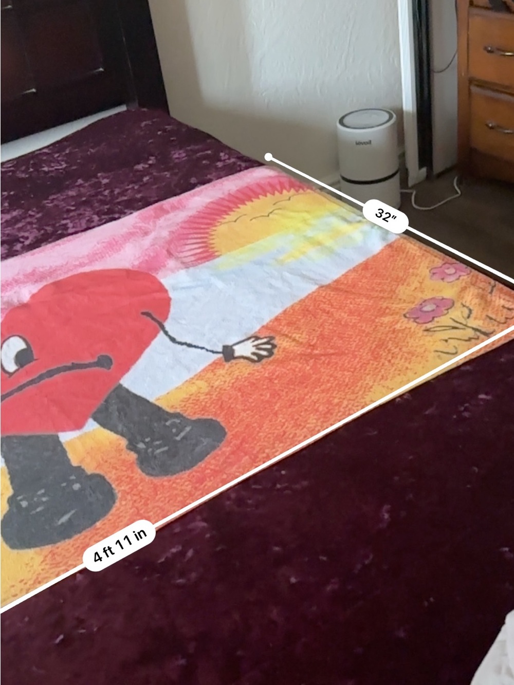 Bad Bunny  Beach Towel - Bright Red, Orange & Yellow